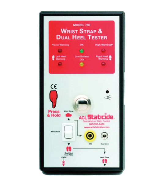 Staticide® 781 Wrist Strap & Dual Heel Tester - Includes tester, footplate, stand, and calibration certificate