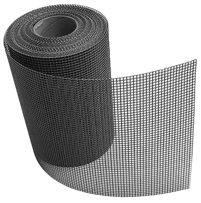 Roll of black wire mesh with rectangular grid pattern partially unrolled.